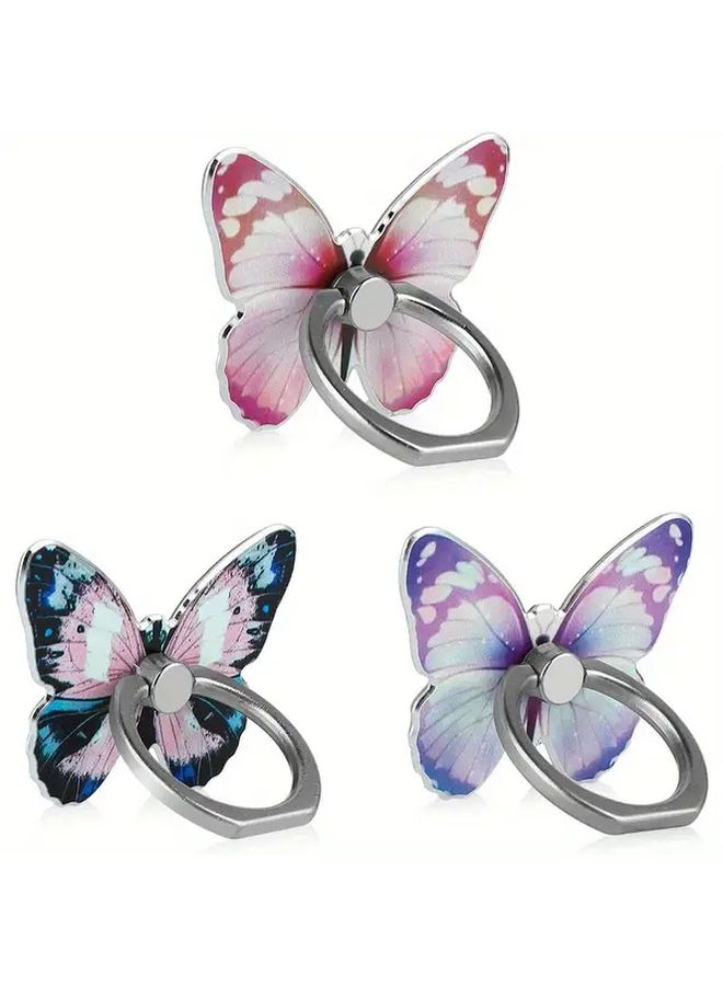 Butterfly Phone Ring Holder 360 Rotation Grip Stand 3pcs Type B Colors - Image 2