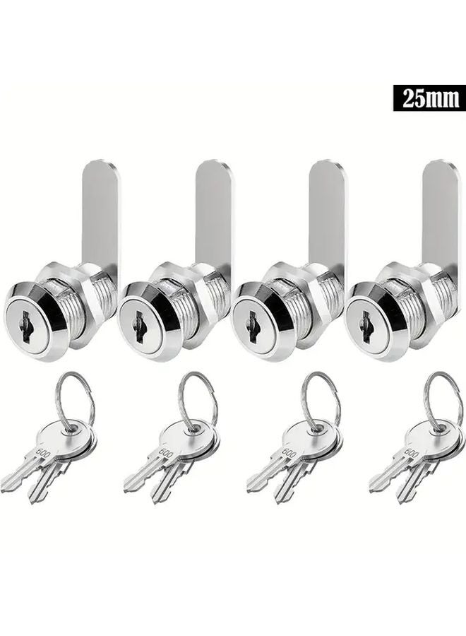 4 قطع قفل صندوق بريد 25 مم مع مفاتيح حديدية، سبيكة زنك، قفل باب ميكانيكي لمعدات التبديل - Image 1