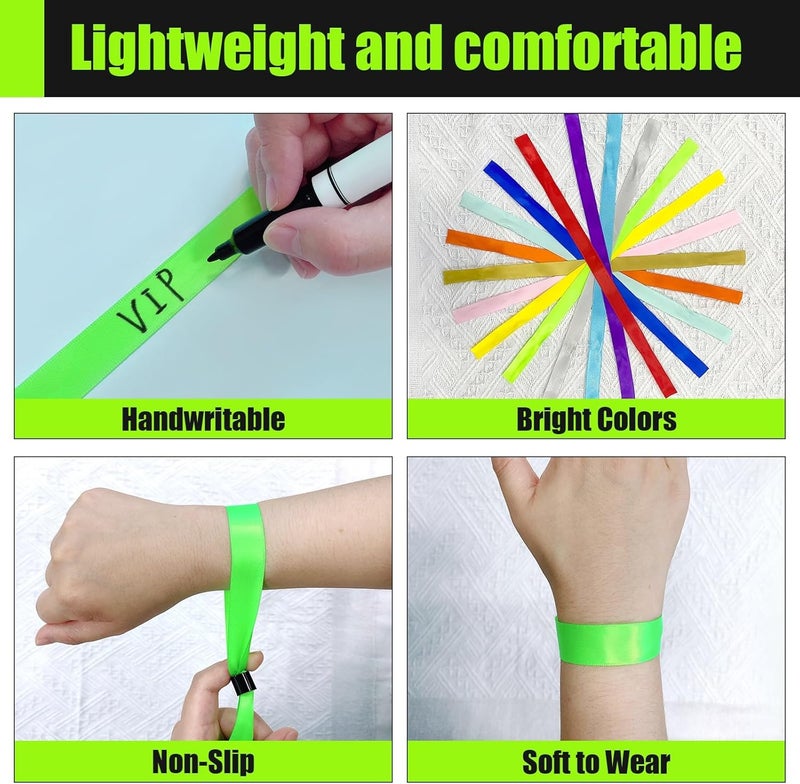 Comflora 100 Pcs Cloth Event Wristband, Disposable Wristbands for Events, Colored Wristbands Events,for Lightweight Concert,Club Entrance Wrist Strap Party Wristband Event (Color : Green2) - Image 3
