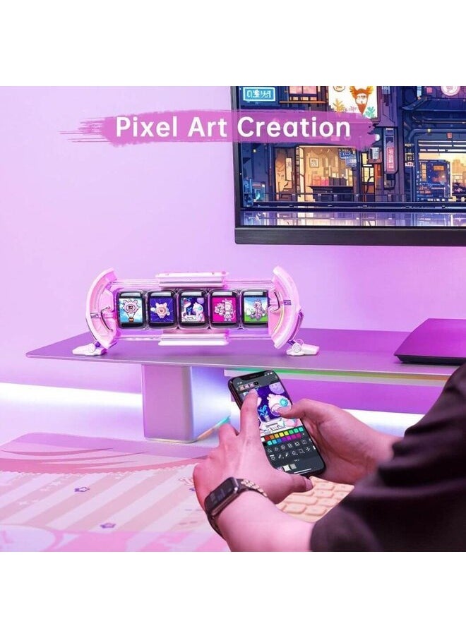 Divoom - Times Gate Pixel Art Informative Display, 5 Full-Color LCD IPS Screens, Customizable Pixel Art, Smart App for Design - Image 1