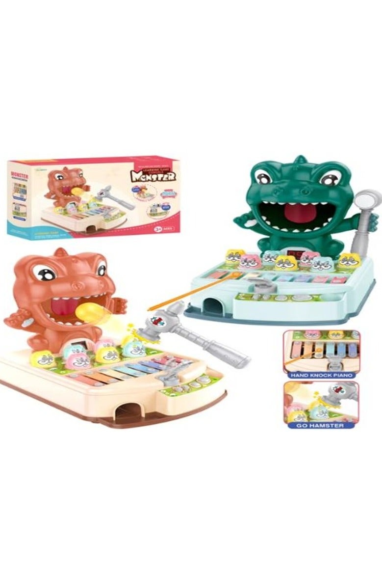 مونستر لعبه ضرب الشاكوش واكسيليفون 2*1 (ضفدع )-بطاريه +3 سنوات -989A