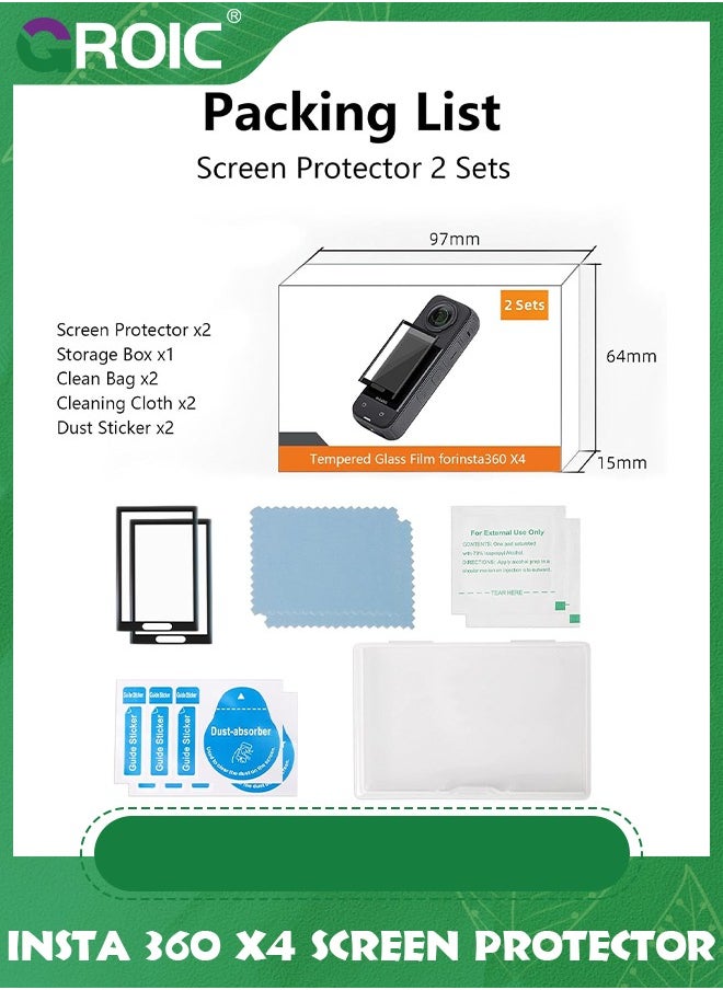 GROIC - Insta 360 X4 Screen Protector Film, Insta360 X4 Screen Protector for Insta360 X4 Accessories, Tempered Glass LCD Display Film, Ultra HD, 9H Hardness, Scratch Resistant - Image 1