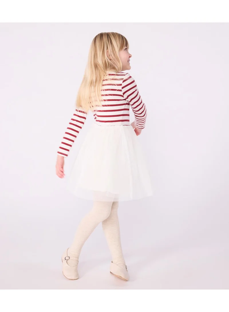 Petit Bateau Children's long-sleeved dress in cotton and tulle