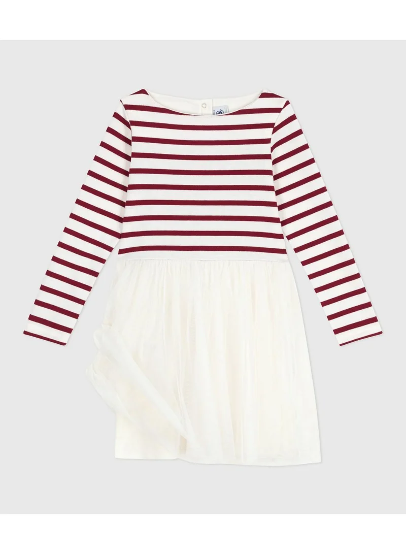 Petit Bateau Children's long-sleeved dress in cotton and tulle