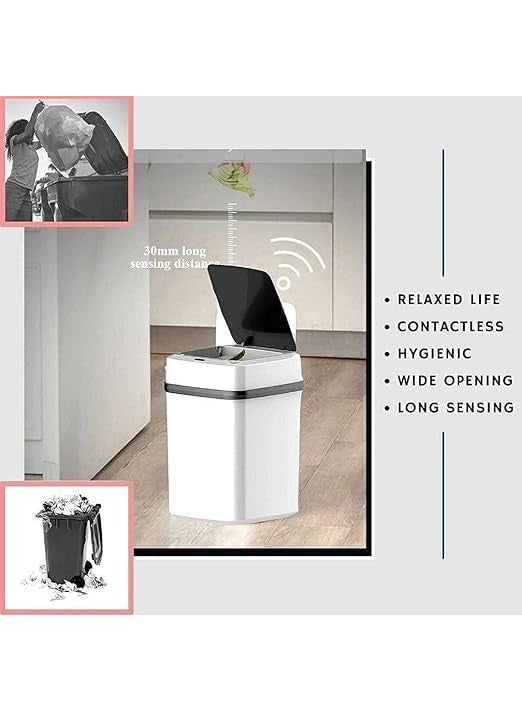 SNIKA snika Touchless Stylish Motion Sensor Dustbin with Lid Automatic Plastic Trash Cu fr Outdoor Home Office Hotel Bathroom Kitchen Pack of 1  - Image 5