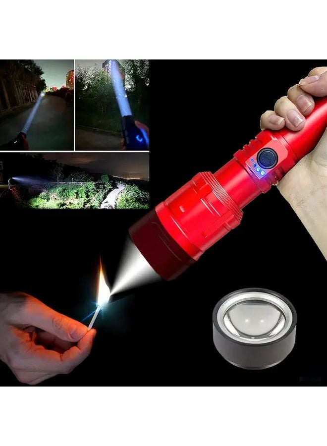 Bc Red Aluminum Alloy Handheld Flashlight Extendable Zoomable 5000mAh Type C Charging - Image 2