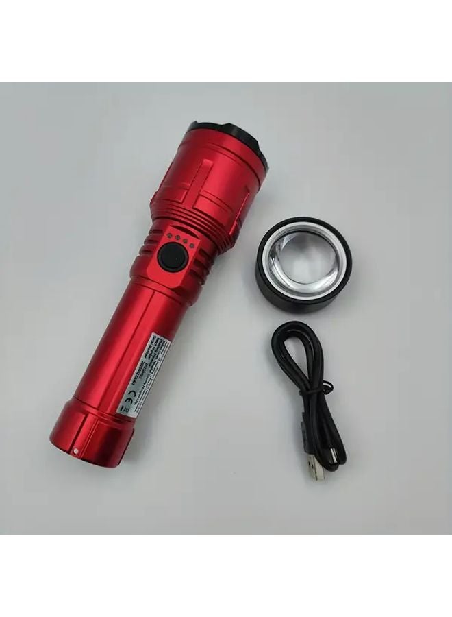 Bc Red Aluminum Alloy Handheld Flashlight Extendable Zoomable 5000mAh Type C Charging - Image 1