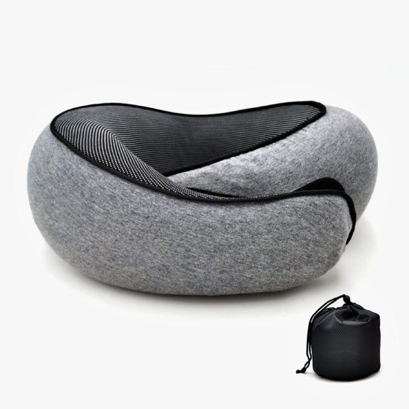 Travel Neck Pillow: Navy Blue Premium Memory Foam Ergonomic 360° Support - Lightweight Compact Portable Breathable Washable Cover for Airplane Car Office Train Adults - Image 3