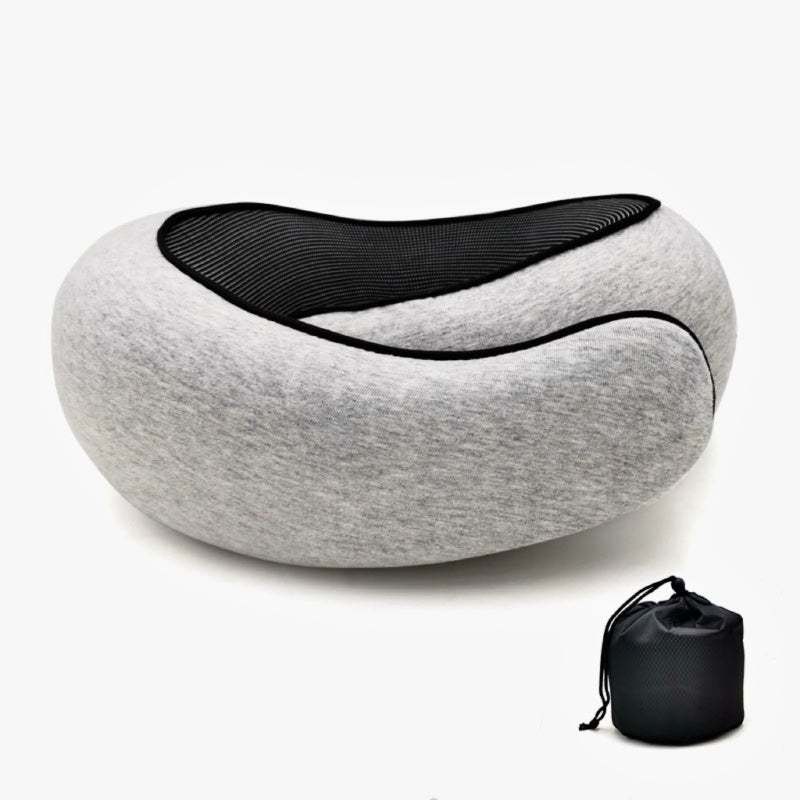 Travel Neck Pillow: Navy Blue Premium Memory Foam Ergonomic 360° Support - Lightweight Compact Portable Breathable Washable Cover for Airplane Car Office Train Adults - Image 2