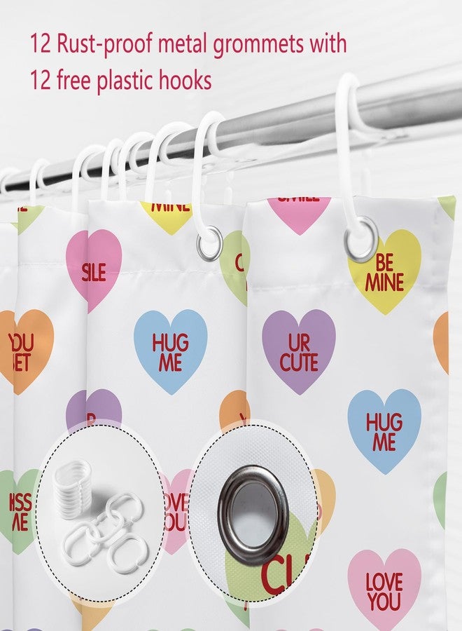 MEHOFOND Valentines Shower Curtain Colorful Conversation Hearts Candy Shower Curtain for Valentine Bathroom Decor Sweetheart Bathroom Curtains Washable Durable Fabric 72x72 in - Image 5