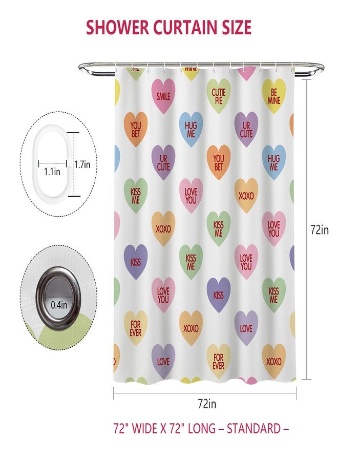 MEHOFOND Valentines Shower Curtain Colorful Conversation Hearts Candy Shower Curtain for Valentine Bathroom Decor Sweetheart Bathroom Curtains Washable Durable Fabric 72x72 in - Image 3
