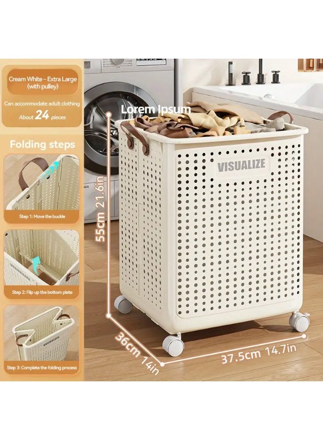 Bukela Large Capacity Foldable Bathroom Laundry Hamper, Multifunctional Personal Care Product Dispenser and Fitness Gear Organizer With Handles, Space-saving Home Storage Solution for Clothing, Toys, Accessories and Sundries, Laundry Basket - Image 1
