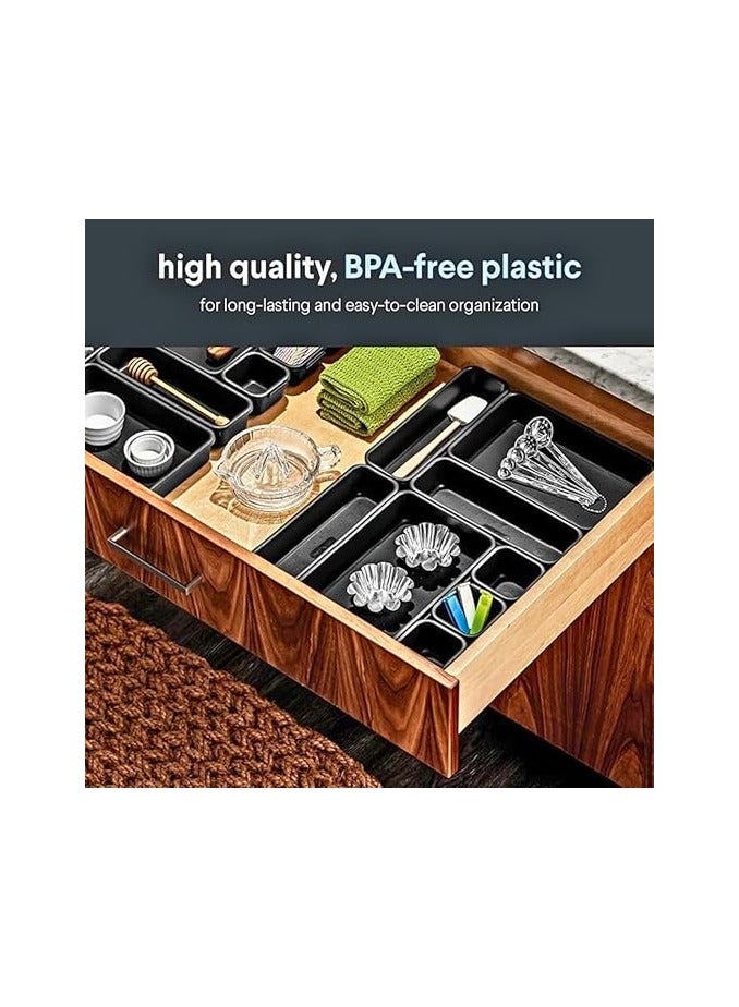 مجموعة من 8 فواصل صينية لتنظيم ادراج المكتب المتشابكة - منظمات ادراج مسطحة للتخزين - افضل فواصل لتنظيم الادراج الضيقة المتشابكة للمطبخ والحمام والمكياج والمكتب وطاولة الزينة - Image 5