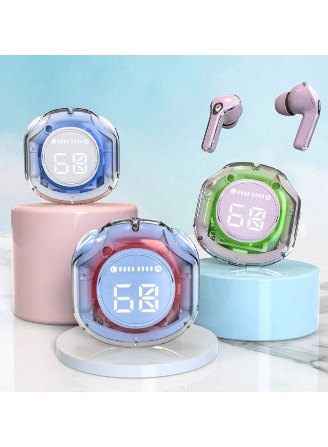 Air39 Pro سماعات أذن لاسلكية بتصميم كريستالي، سماعات أذن شفافة مع صوت جهير عميق، صوت ستيريو، سماعة بلوتوث مع علبة شحن، (متعدد الألوان) - Image 5