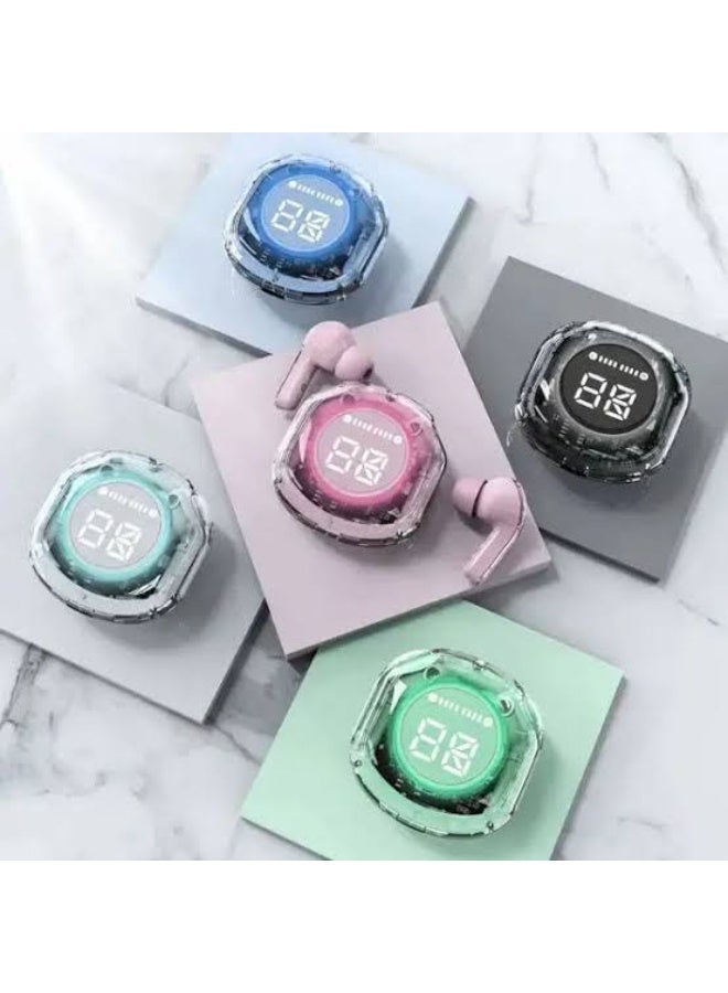 Air39 Pro سماعات أذن لاسلكية بتصميم كريستالي، سماعات أذن شفافة مع صوت جهير عميق، صوت ستيريو، سماعة بلوتوث مع علبة شحن، (متعدد الألوان) - Image 2