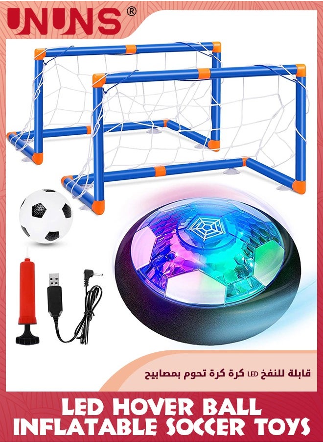 UNUNS Soccer Goal Backyard Set,Hover Soccer Balls,2-in-1 Hover Football With LED Star Night Light,Size 3 Football,Gift For Kids Boys Girls,Pop Up Portable Soccer Set,Toddler Soccer Nets Training Equipment  - Image 1