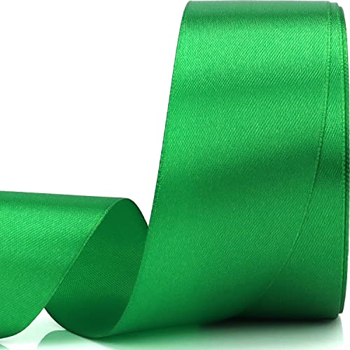 Nsilu 25 Yards 1-1/2 inches Wide Satin Ribbon Suitable for Wedding, Party and Gift Box Packaging Ribbon (Green, 1-1/2") - Image 1