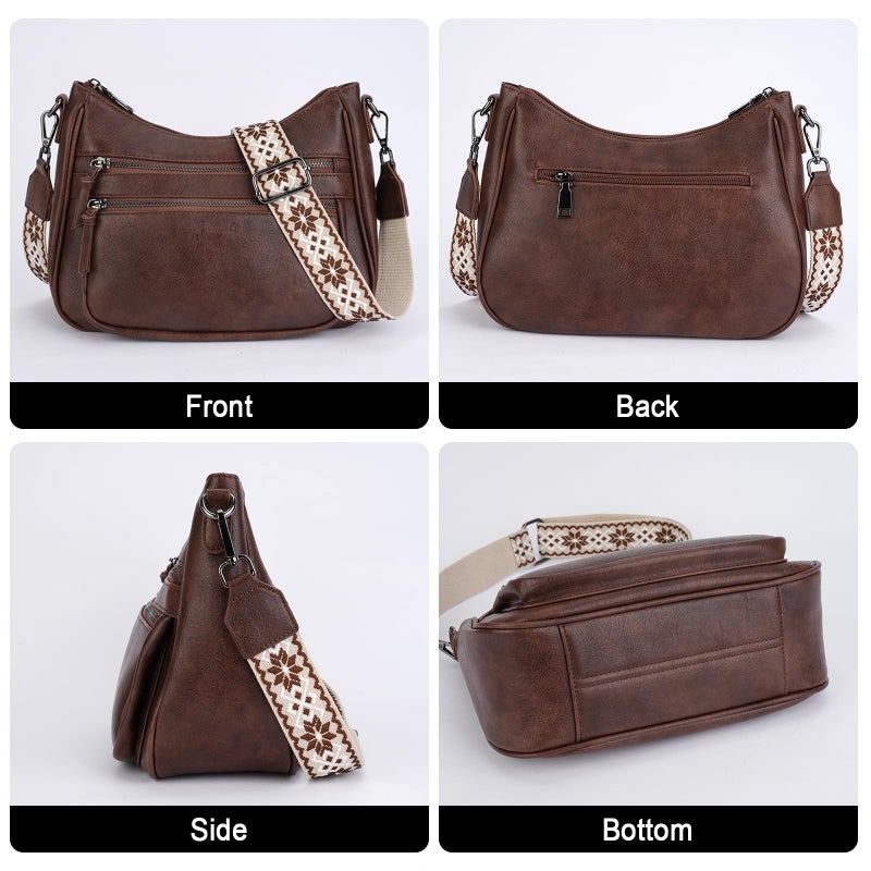 VIMUTI Crossbody Purses for Women Trendy Leather Crossbody Bag,Multi Pocket Shoulder Handbag Lightweight Travel Purse (01-Coffee) - Image 5