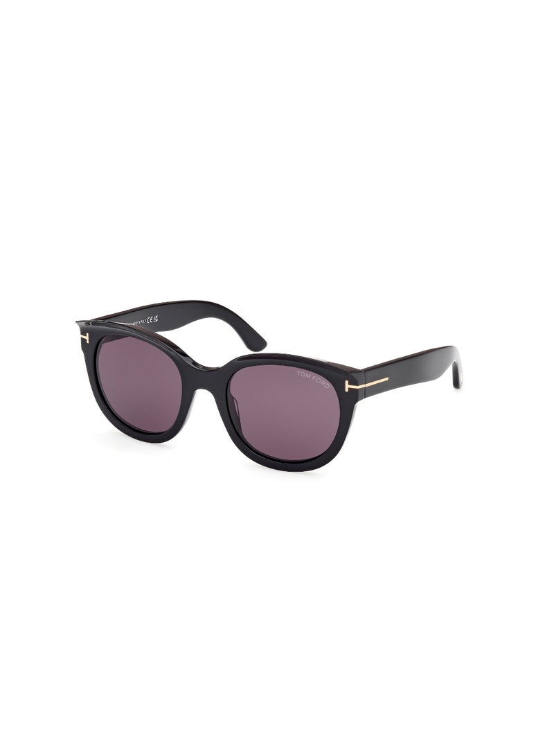 TOM FORD Women's Cat Eye Shape Acetate Sunglasses FT111401A54 Lens Size: 54 Millimeter - Shiny Black - Image 1