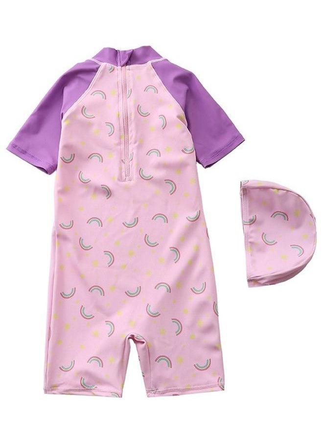 NIBEMINENT - Unicorn Printed Swimming Suit With Cap 5-6Y - Image 1