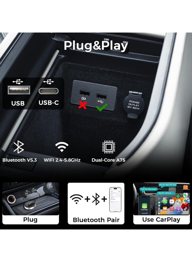 General Wireless CarPlay Adapter Bluetooth Car Adapter for iPhone 16 Pro Max, Convert to Wireless For iPhone ios10+ Low Latency Replacement Carplay Cable For Toyota, Honda, Jeep, Ford, Chevrolet and more!  - Image 4