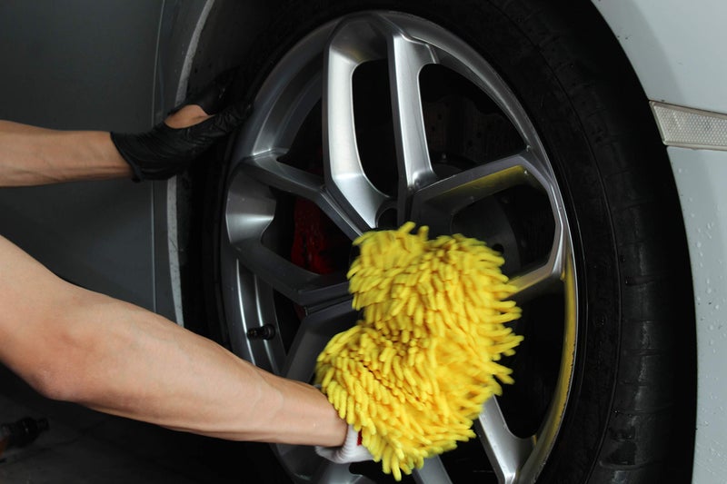 Maxshine Professional Microfiber Car Wash Mitt - Chenille - Ideal Wash Mitts for Car, SUV, Trucks, Boats, RV Washing - High Efficiency Detailing Wash Mitt - Auto Detailing Accessories - Yellow - Image 4