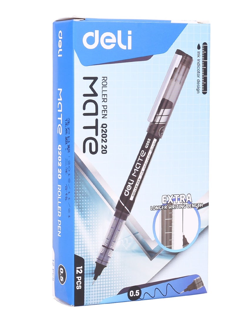 Deli Deli Q20220 Roller Pen Black 12pcs - Image 1