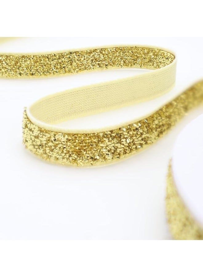 ChicAbode Glitter Ribbon, 10Yards Gift Wrapping Ribbon Shiny Ribbon for Craft Chritmas Tree Decoration, Glitter Ribbon for Gift Wrapping, Ribbon for Balloons String, Hair, Florist Flower(Golden） - Image 4