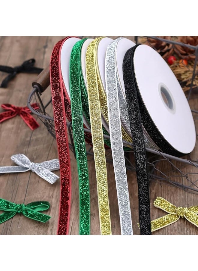 ChicAbode Glitter Ribbon, 10Yards Gift Wrapping Ribbon Shiny Ribbon for Craft Chritmas Tree Decoration, Glitter Ribbon for Gift Wrapping, Ribbon for Balloons String, Hair, Florist Flower(Golden） - Image 5