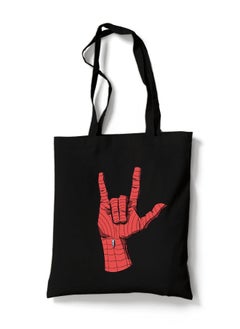 Reusable Eco-Friendly Black Cotton Canvas Tote Bag/ Shopping/ Shoulder Bag Spiderman Hand