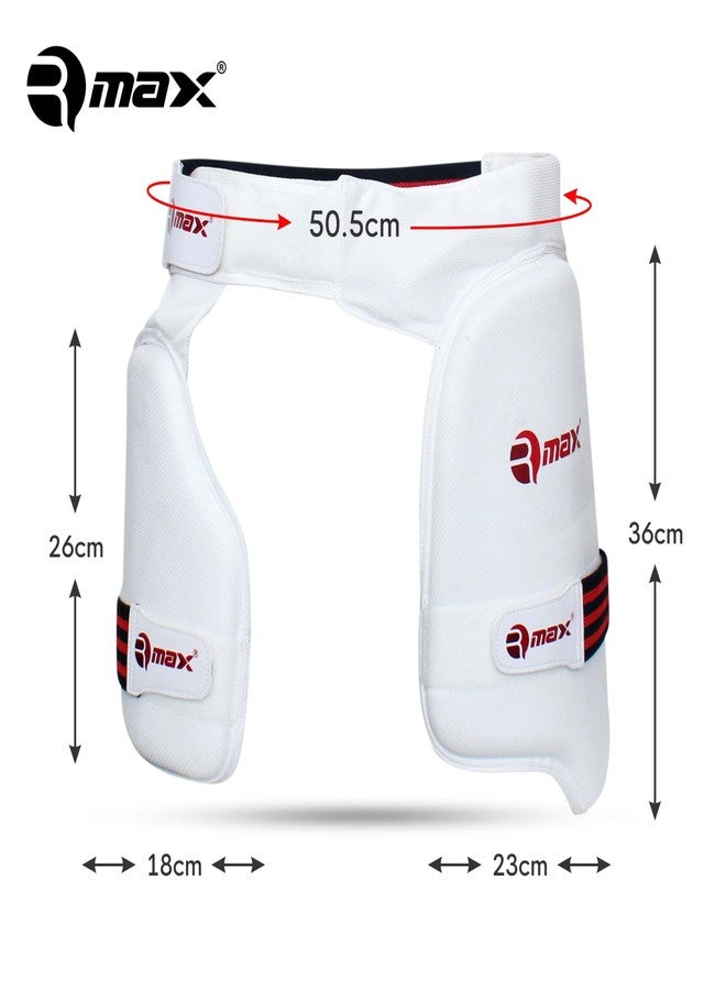 RMAX Lower Body Protection Cricket Thigh Pad Double Inner Thigh Pad Cricket Thigh Guard for Right Hand Batsman (Off-White) - Image 4