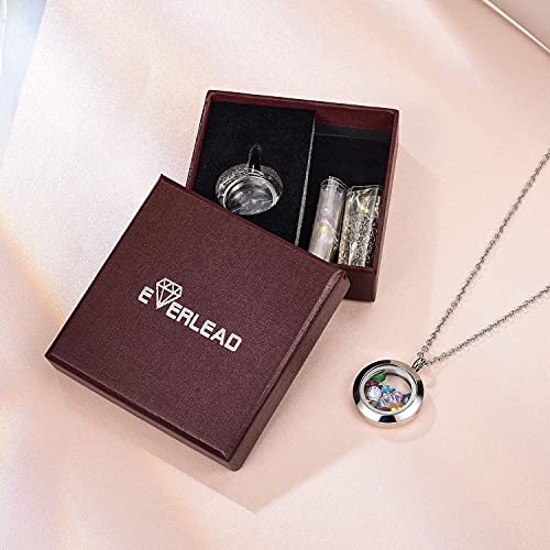 EVERLEAD Locket Necklace, DIY Floating Round Locket Pendant, Living Floating Memory Necklace for Women Friendship Necklace Memory Nostalgic - Image 5
