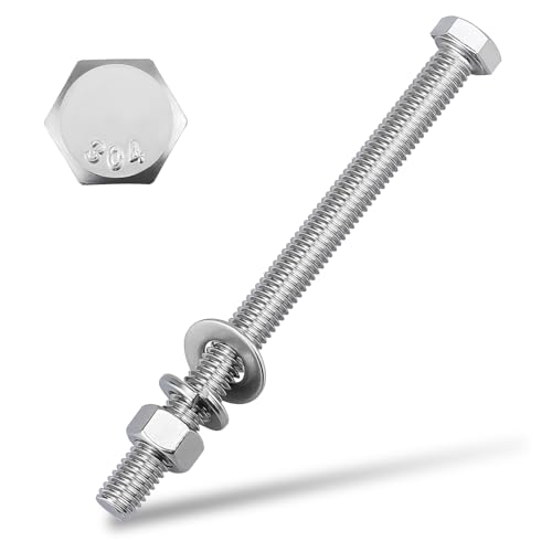 EASTLO (6 Sets) 5/16-18 x 4-1/2" Hex Bolt and Nut Kit, 304 Stainless Steel (18-8), Fully Threaded, Flat & Lock Washers Included - Image 1
