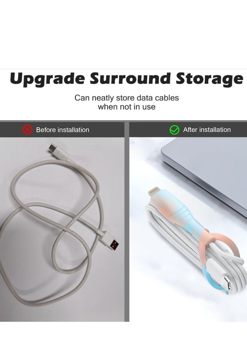 Cute Cable Protector for iPhone Android USB Type-C Charger,3 PCS Soft Silicone Charging Cable Protector Cord Saver Data Cable Organizer Cable Strap - Pink Blue - Image 4