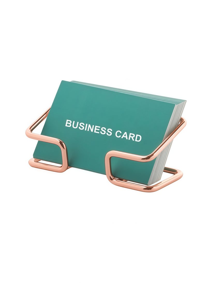 Business Card Holder for Desk, Cute Metal Card Organizers and Office Desk Accessories for Men and Women (Rose gold) - Image 1