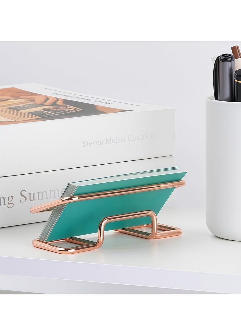 Business Card Holder for Desk, Cute Metal Card Organizers and Office Desk Accessories for Men and Women (Rose gold) - Image 5