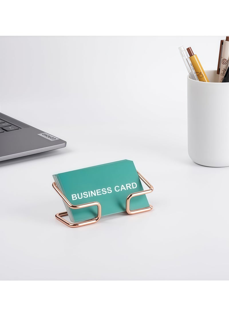 Business Card Holder for Desk, Cute Metal Card Organizers and Office Desk Accessories for Men and Women (Rose gold) - Image 3