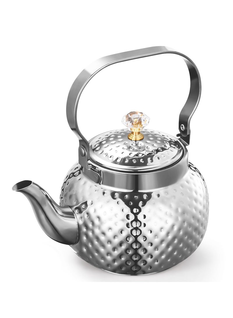 SYOSI Teapot with Removable Infuser 40 Oz, 1200ml Stainless Steel Coffee & Tea Pots - Filter for Loose Leaf Tea Heat Resistant Gift, Family Set Filter for Loose Leaf Tea or Tea Bags Tea Lover (Silver) - Image 1