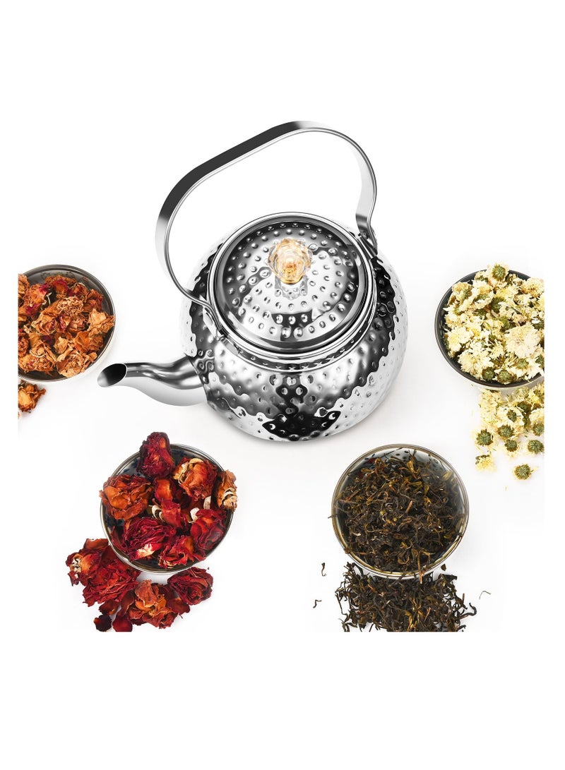 SYOSI Teapot with Removable Infuser 40 Oz, 1200ml Stainless Steel Coffee & Tea Pots - Filter for Loose Leaf Tea Heat Resistant Gift, Family Set Filter for Loose Leaf Tea or Tea Bags Tea Lover (Silver) - Image 2