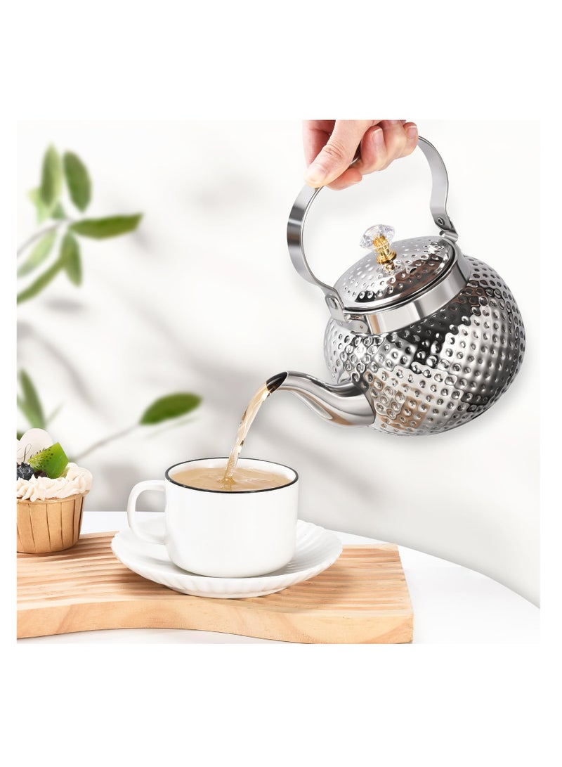 SYOSI Teapot with Removable Infuser 40 Oz, 1200ml Stainless Steel Coffee & Tea Pots - Filter for Loose Leaf Tea Heat Resistant Gift, Family Set Filter for Loose Leaf Tea or Tea Bags Tea Lover (Silver) - Image 4