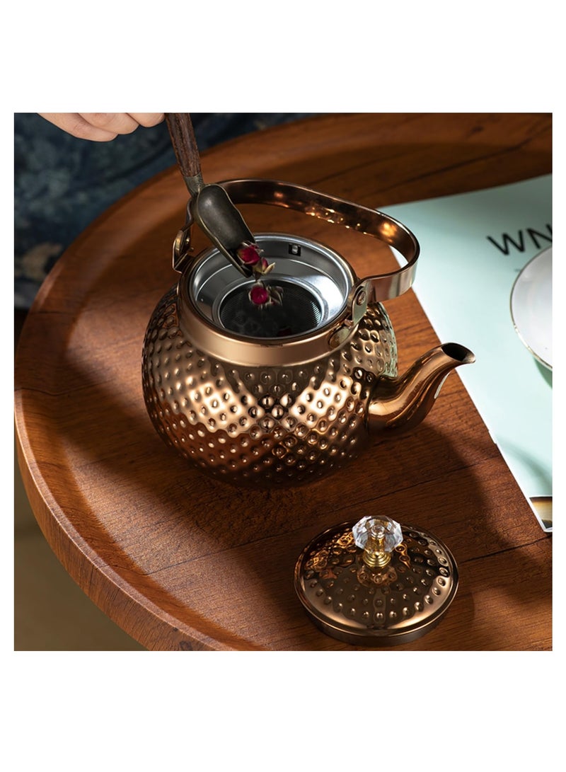 SYOSI Teapot with Removable Infuser 40 Oz, 1200ml Stainless Steel Coffee & Tea Pots - Filter for Loose Leaf Tea Heat Resistant Gift, Family Set Filter for Loose Leaf Tea or Tea Bags Tea Lover (Silver) - Image 5