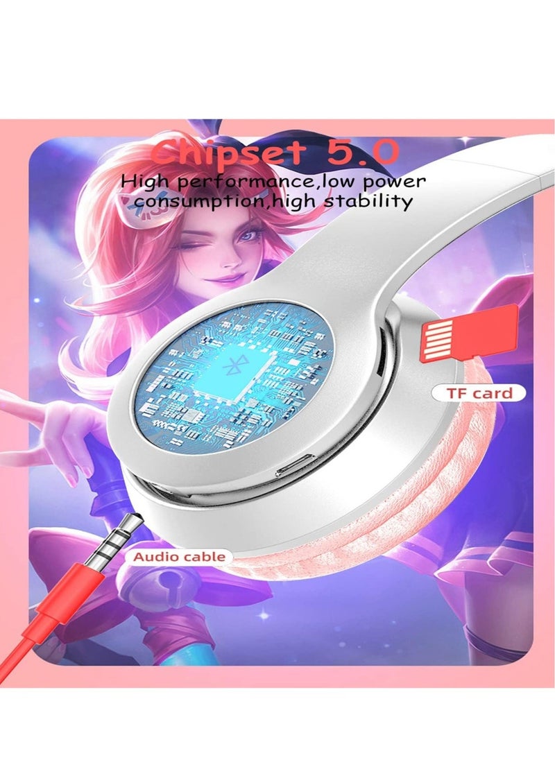 JAJEEK "NEW Kids Gray LED Glow Headphones with Microphone, TF Card Support, Foldable Bluetooth & Wired Stereo Headset" - Image 4