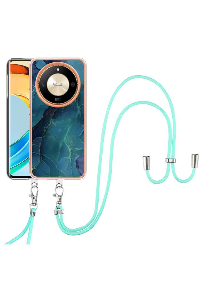 زبون جراب لهاتف Honor X9b، مصنوع من الرخام الكهربائي، مزود بحلقة معدنية مزدوجة الجوانب - Image 2