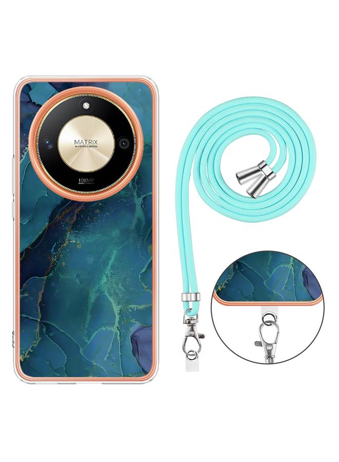 زبون جراب لهاتف Honor X9b، مصنوع من الرخام الكهربائي، مزود بحلقة معدنية مزدوجة الجوانب - Image 4