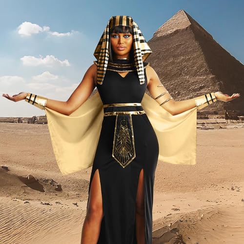 MORPH زي كليوباترا للنساء، زي مصري للنساء، أزياء إلهة مصرية، أزياء هالوين للنساء البالغات، صغير - Image 5