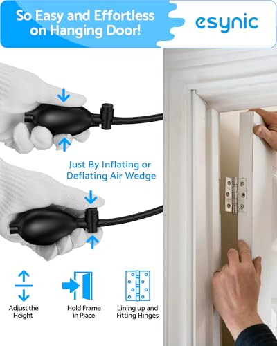 eSynic 2 Pack Air Wedge Bag Kit – 300lbs Heavy-Duty TPU Door Lifting Bag with Quick-Release Valve & 4 Plastic Wedges 2.4" Lift Height Durable Wedge Bag– Perfect for Door/Window Furniture Installation - Image 3