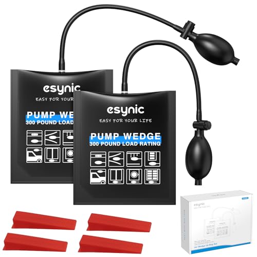 eSynic 2 Pack Air Wedge Bag Kit – 300lbs Heavy-Duty TPU Door Lifting Bag with Quick-Release Valve & 4 Plastic Wedges 2.4" Lift Height Durable Wedge Bag– Perfect for Door/Window Furniture Installation - Image 1