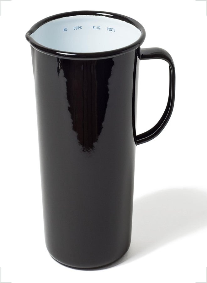 Falcon Enamelware Pitcher (38 oz), Metal Pitcher with Spout & Handle, Jug for Iced Tea, Water, Milk or Flower Vase, Dishwasher Safe, Oven Safe & Freezer Friendly (Coal Black) - Image 1