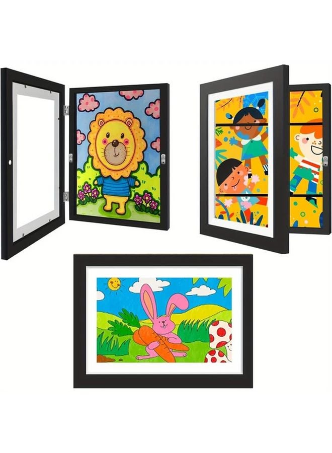 2025 Upgraded 10x12.5 Inch Art Painting Frame Noir Front Opening Adjustable Horizontal Vertical Hanging for Display School Projects - Image 2