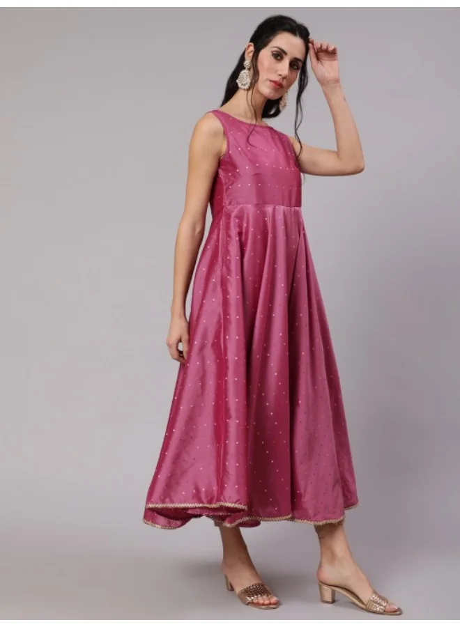 AKS  Pink Dobby Woven Design Anarkali for Women | Best Price UAE